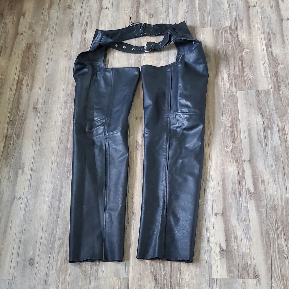 Leather motorcycle chops